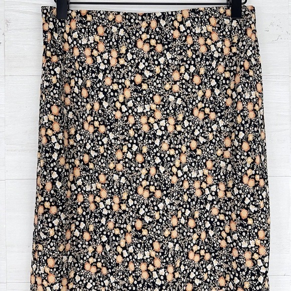 Nili Lotan x Target Liberty Floral Maxi A-Line Skirt Size Small Black Side Slit - Picture 3 of 14